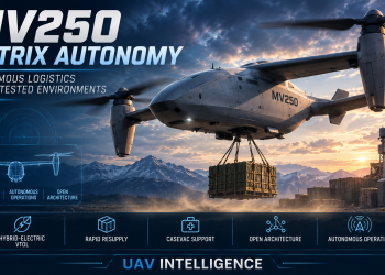 BETA Technologies MV250 hybrid-electric VTOL aircraft equipped with Sikorsky MATRIX autonomy for contested military logistics.